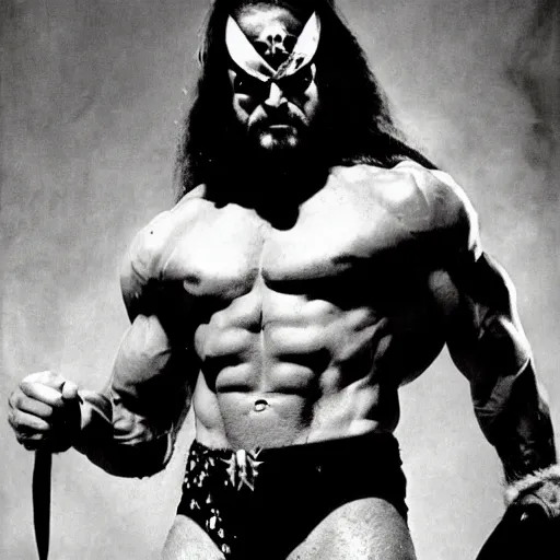 Image similar to macho man randy savage as wolverine, epic portrait by frank frazetta