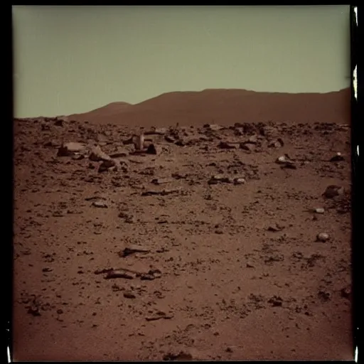 Image similar to grainy 1970s polaroid of batman on mars