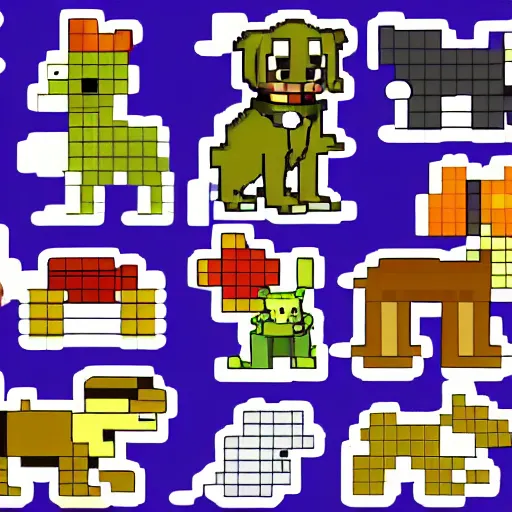 Prompt: dogs in the style ofPokémon sprite sheet 8-bit