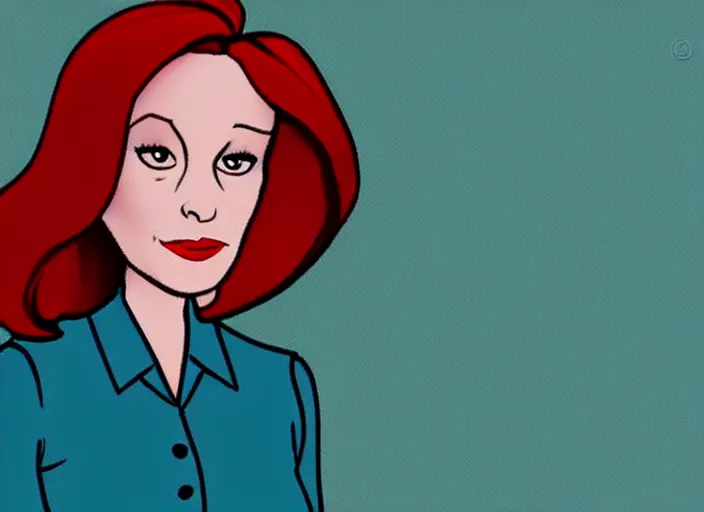 Prompt: dana scully in the style of ninteen seventies disney animation