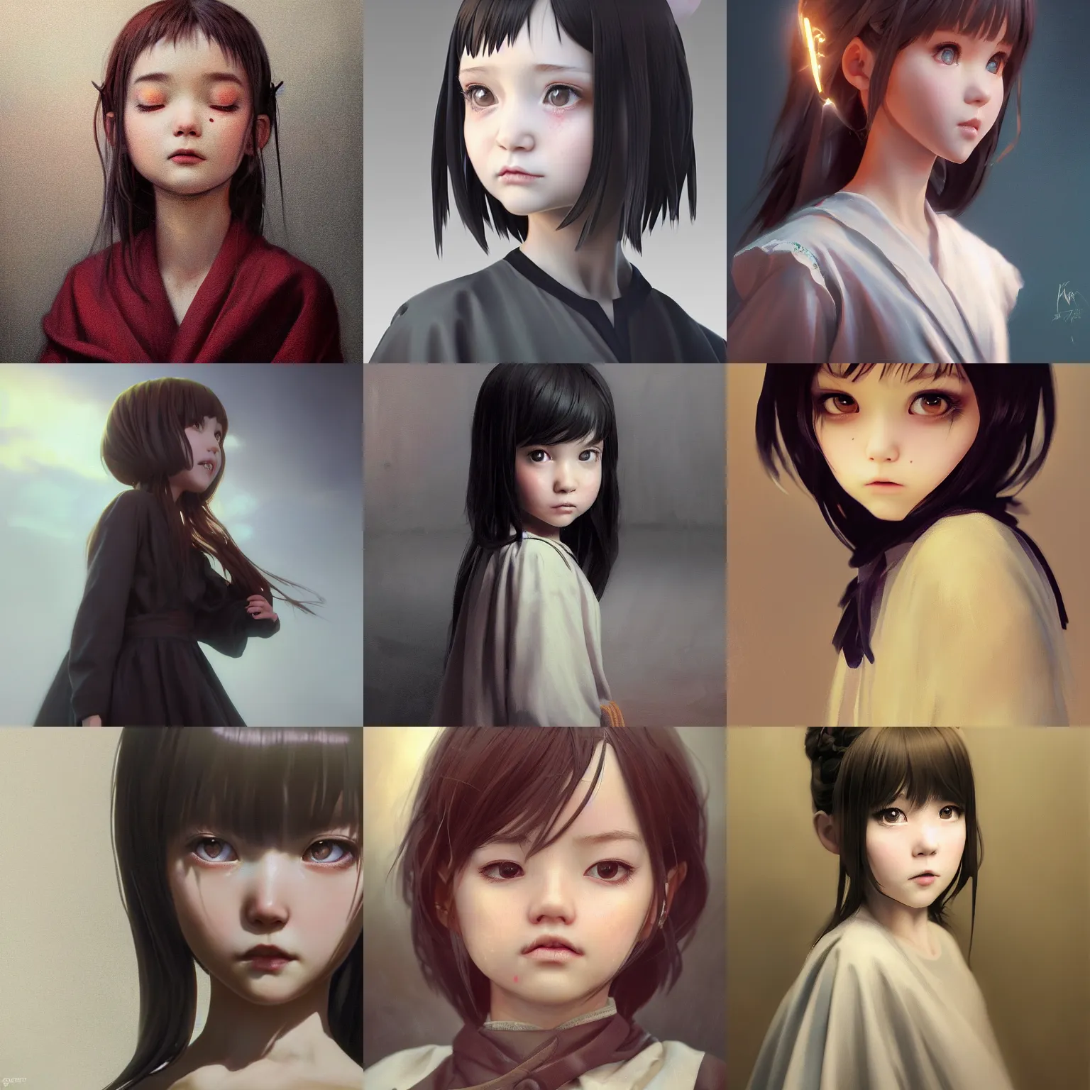 Prompt: realistic style at CGSociety by WLOP,ilya kuvshinov,krenz cushart,Greg Rutkowski,trending on artstation.Zbrush sculpt colored,Octane render in Maya,Houdini VFX.Realistic cute young girl who is dark disciple,expressing joy,wearing robe,silky hair, deep eyes.Oil painting.Cinematic dramatic atmosphere,sharp focus,soft volumetric studio lighting.