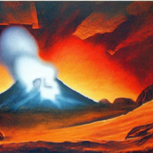 Image similar to cave painting of a nuclear explosion