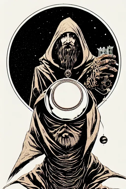 cloaked steampunk wizard gazing into a crystal ball, | Stable Diffusion ...