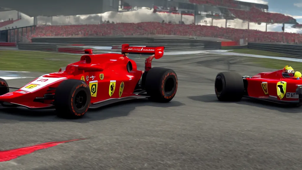 Image similar to forza motorsport screenshot of a ferrari on a racetrack