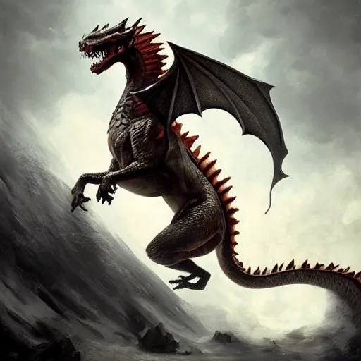 Image similar to hyperrealistic adolf hitler riding a dragon, beautifull art by greg rutkowski,