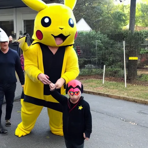 Image similar to elon musk Wearing a pikachu costume