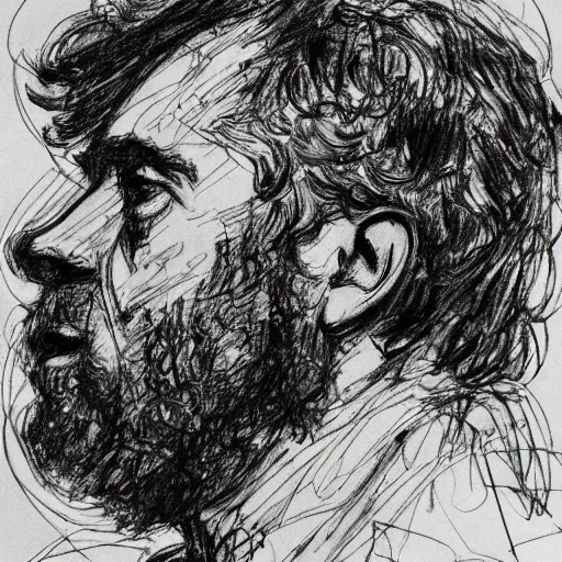Prompt: a realistic yet scraggly portrait sketch of the side profile of a stern and sophisticated gigachad, trending on artstation, intricate details, in the style of frank auerbach, in the style of sergio aragones, in the style of martin ansin, in the style of david aja, in the style of mattias adolfsson