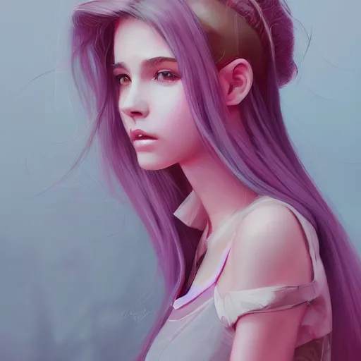 Image similar to portrait of teen girl, pink hair, gorgeous, amazing, elegant, intricate, highly detailed, digital painting, artstation, concept art, sharp focus, illustration, art by Ross tran