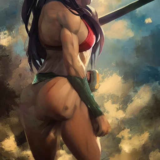 anime girl with muscles, highly detailed, muscular,, Stable Diffusion