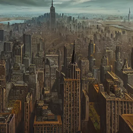 Prompt: this is the part of the lands between where you can step into 1 9 3 0's new york, matte painting, detailed, elden ring, oil on canvas, trending on artstation