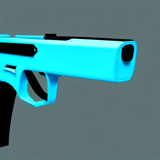 Prompt: cyberpunk revolver pistol, cyan and teal, photorealistic, 8 k,