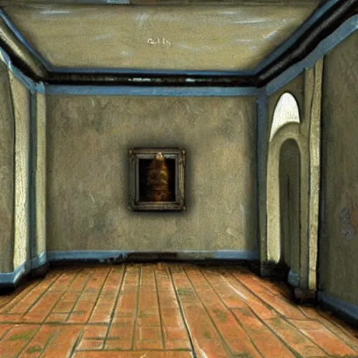 Image similar to Mansion from Counter Strike game, painting by Michelangelo