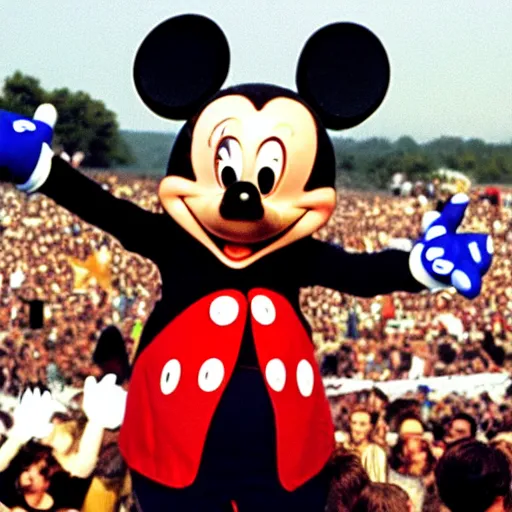 Image similar to mickey mouse performing at woodstock