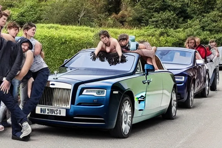 Image similar to stoned teenagers decided to drown Rolls-Royce