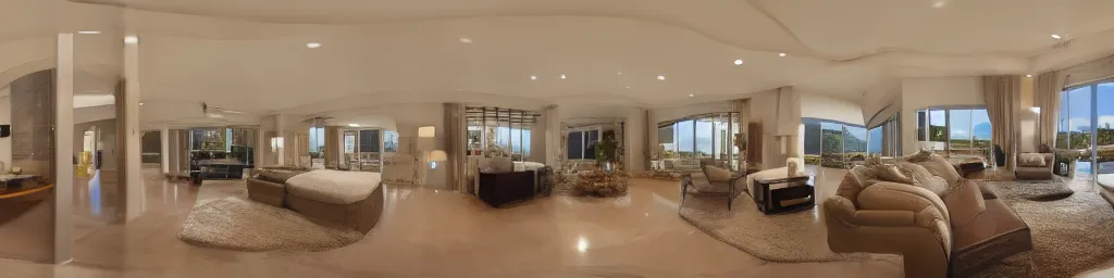 Image similar to panorama view of a luxury home inside a room, 360*