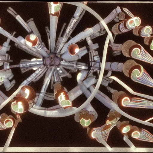 Prompt: A beautiful kinetic sculpture. It has no visible auditory organs, just eyes, human eyes, hundreds of them, in the ends of stalks that radiate from its body like some exotic fruit. CryEngine by Marsden Hartley intuitive