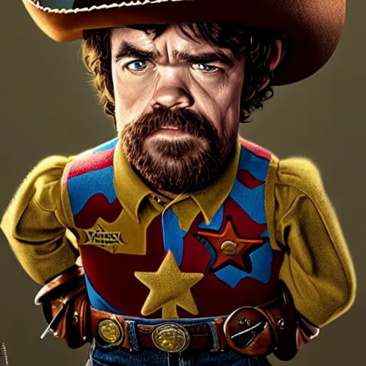 Prompt: peter dinklage as woody ( cowboy hat ) ( ( ( toy story ) ) ), digital painting, extremely detailed, 4 k, intricate, brush strokes, mark arian, artgerm, bastien lecouffe - deharme