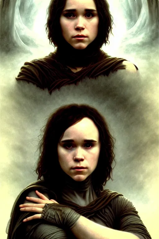 Prompt: ellen page as a dark sorceress, fantasy character portrait, ultra realistic, concept art, intricate details, highly detailed by james bama, william adolphe bouguereau and frank frazetta