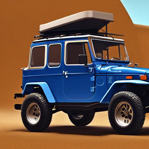 Image similar to a blueprint by Leonardo da Vinci of a Toyota Fj43 build in 1981, black roof, with a roof rack, detailed, in the style of Leonardo da Vinci, 8K, octane render, 8K,