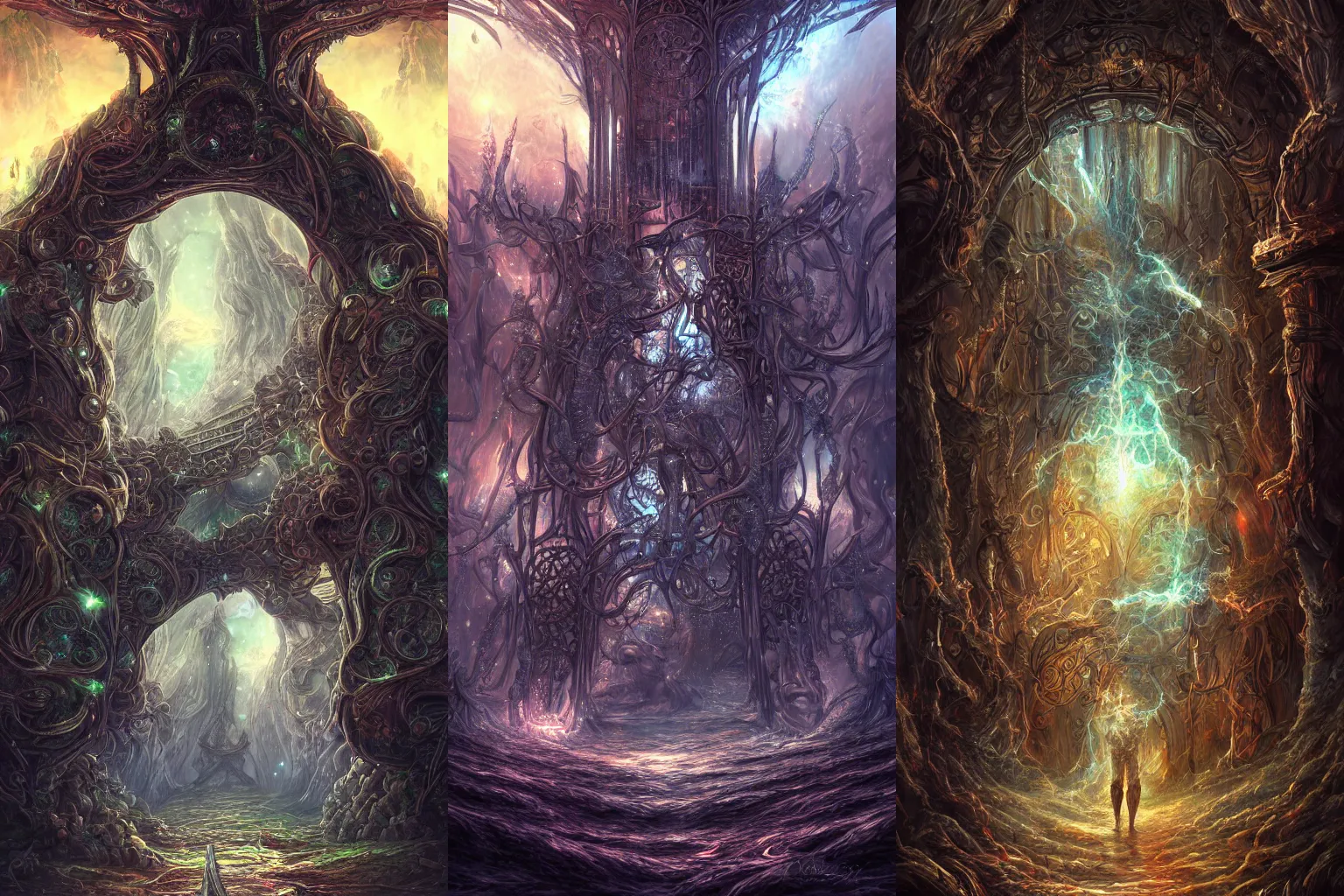 Prompt: the gate to the eternal kingdom of synapses, fantasy, digital art, hd, detailed.