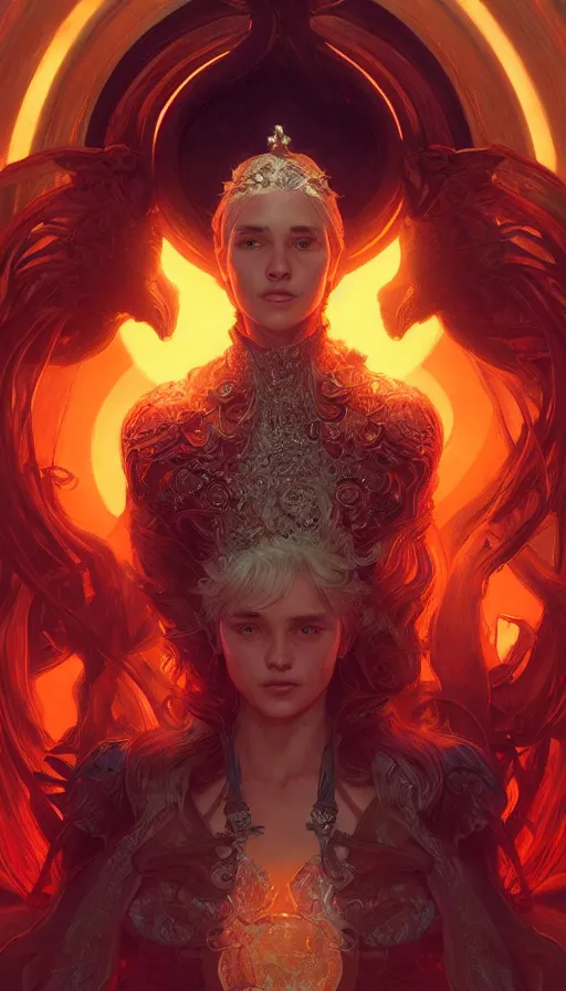 Image similar to fame of thrones, neon, fibonacci, sweat drops, insane, intricate, highly detailed, digital painting, artstation, concept art, smooth, sharp focus, illustration, Unreal Engine 5, 8K, art by artgerm and greg rutkowski and alphonse mucha