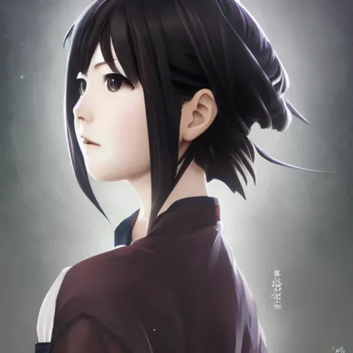 Image similar to portrait of touka kirishima, anime fantasy illustration by tomoyuki yamasaki, kyoto studio, madhouse, ufotable, square enix, cinematic lighting, trending on artstation