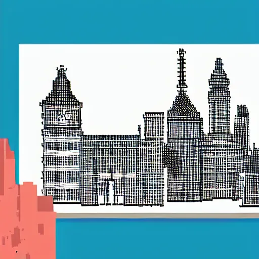 Image similar to pixel art drawing of the city of london