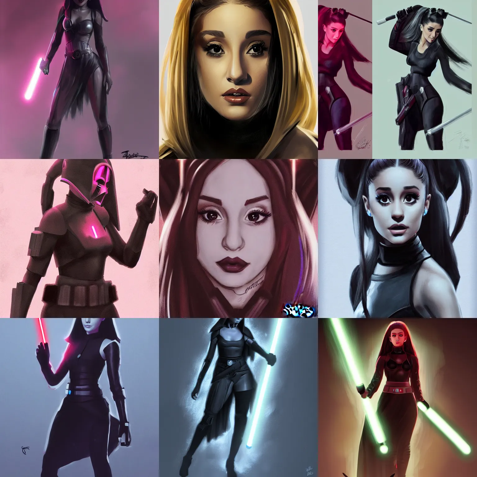 Prompt: Ariana Grande as a Sith, Star Wars concept art, artstation, dark themes, dramatic lighting