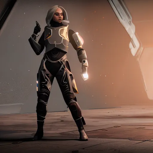 Image similar to Female Characters in a powerful futuristic armor, Destiny 2, Unreal Engine 5 Render