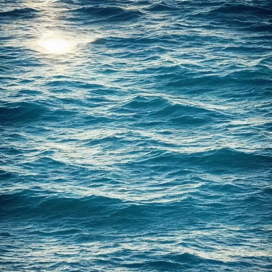 Image similar to “chrome light rays sun flair ocean waves”