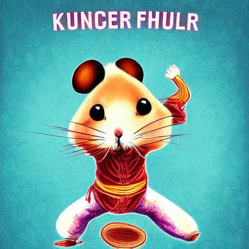 Image similar to Kung fu hamster, poster, digital art