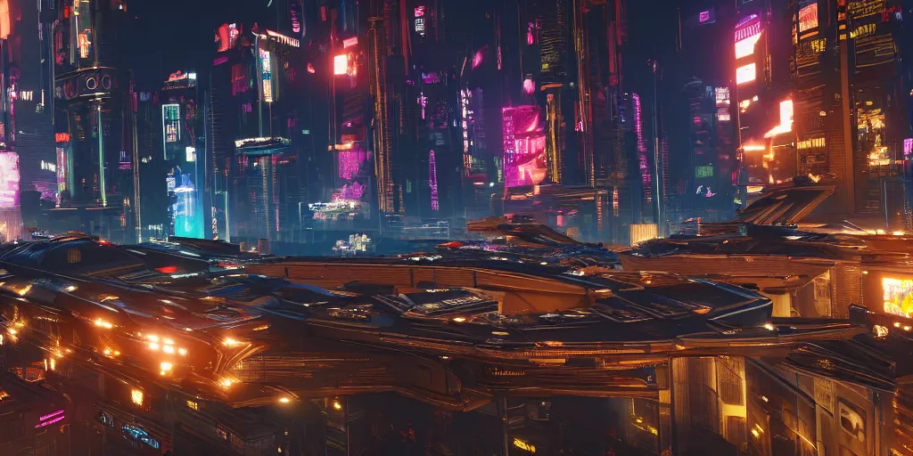 Image similar to night city, beautiful, cyberpunk 2 0 7 7, star citizen, star wars, market, beautiful