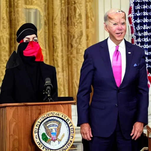 Image similar to joe biden wearing full islamic religious coverings