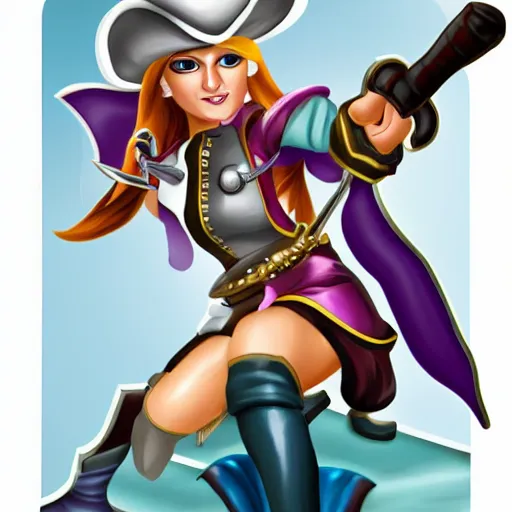 Image similar to Swashbuckling female pirate with iridescent shark skin