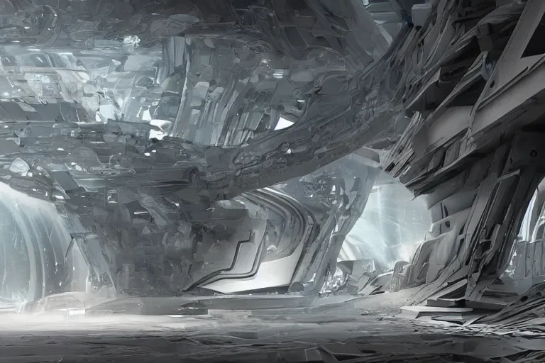 Image similar to futuristic environment with an abstract sculpture, concept art