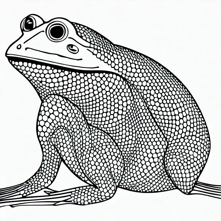 Prompt: beautiful frog, ornamental, fractal, line art, vector, outline, simplified, colouring page