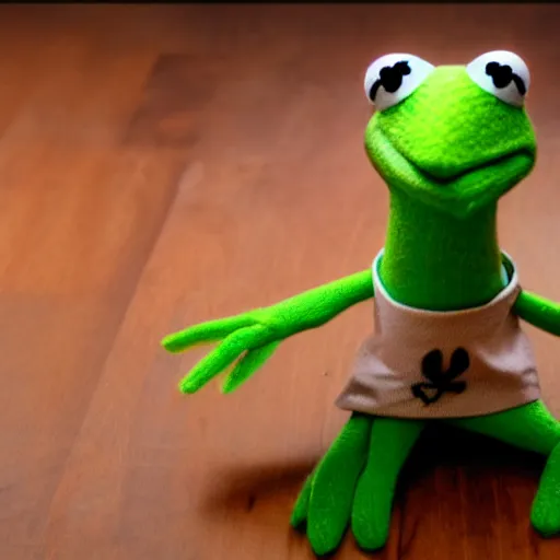 Prompt: kermit the frog sock puppet, 4 k