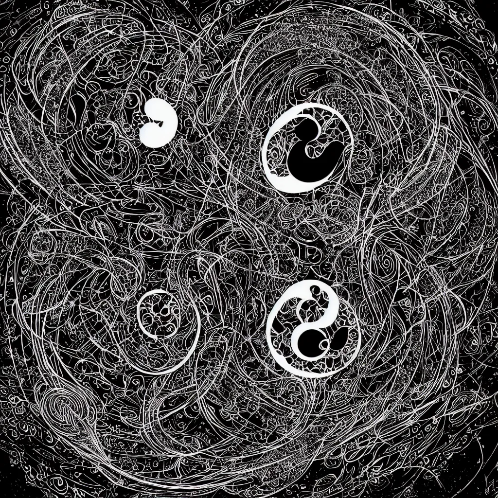 Prompt: digital ying-yang, laser lights, intricate design, high detail, taoism, digital art