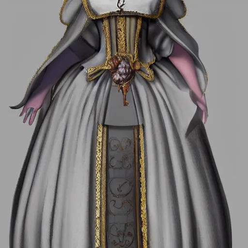 Image similar to female character design inspired by venice carnival and nun outfit | | concept art, gray