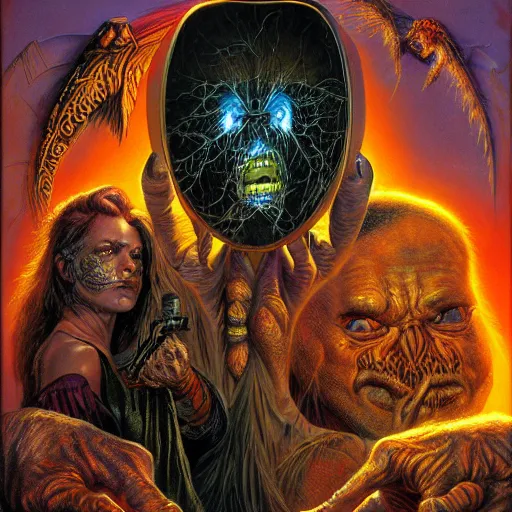 Prompt: a high quality high detail painting by david mattingly and larry elmore and jeff easley and dave mckean and richard corben, hd 4 k 8 k, realistic hyperdetailed scene painting, photorealistic lighting, hyperrealistic vfx, modern supernatural urban horror aesthetic.