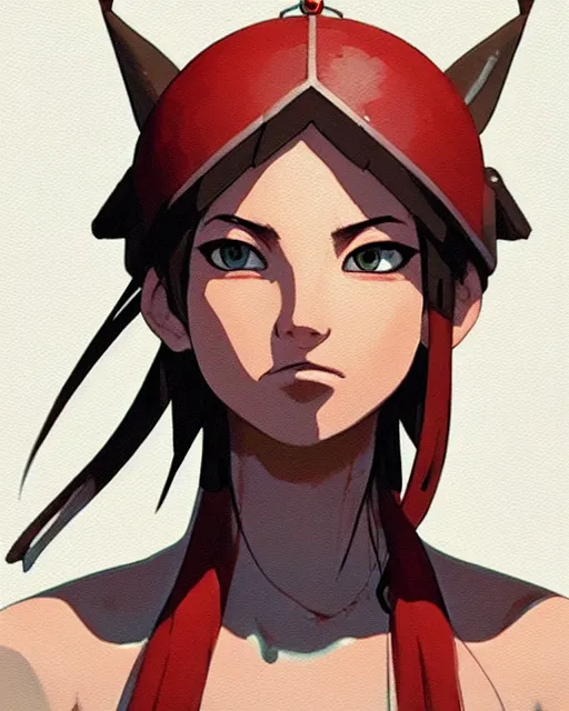 Prompt: corinna kopf as an azctec warrior, detailed perfect face, exquisite details, fire magic, mid view, design on a white background, by studio muti, greg rutkowski makoto shinkai takashi takeuchi studio ghibli