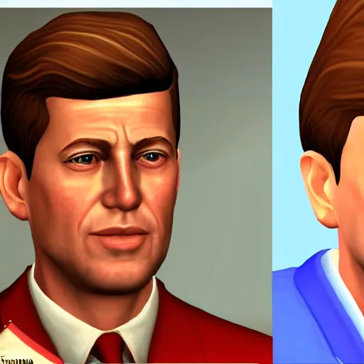 Prompt: jfk as a sims character