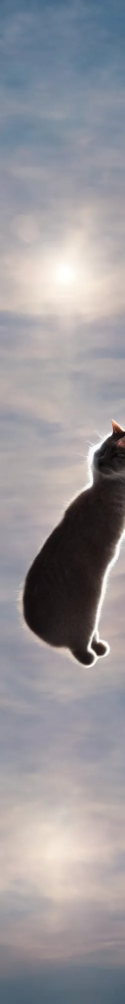 Image similar to a long long long vertical cat, photorealistic photography, volumetric light, macro