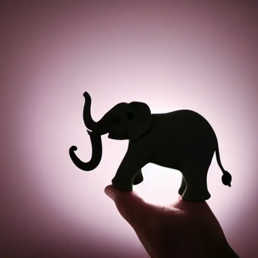 Prompt: tiny elephant made of putty in the palm of a hand perfect composition dynamic lighting realistic