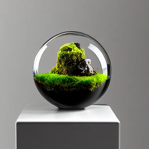 Image similar to moss terrarium, product photo, high quality, 4 k, beautiful design, innovative