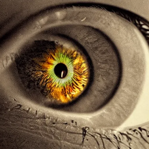 Prompt: eyeball that has the iris of a swimming pool, award winning photo, 3d art, moody lighting,