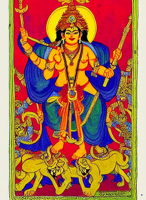 Image similar to kali - durga with a hammer and sickle and in the forehead the star burns : ivan bilibin