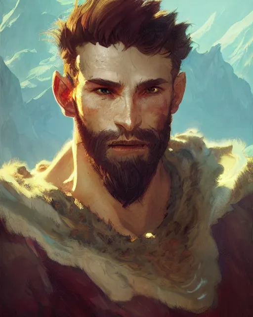 Prompt: '' Portrait of rugged Weredragon adventurer, league of legends, LOL, fantasy, d&d, digital painting, artstation, concept art, sharp focus, illustration, art by greg rutkowski and alphonse mucha ''