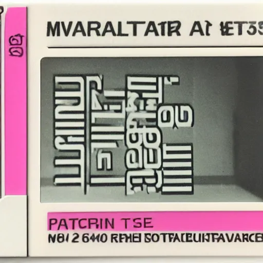 Prompt: a polaroid photo of tickets printed “ to the metaverse ” text, vector graphic design of pale pink airline tickets that read “ to the metaverse ” in bold text, alien ar code and e - ink display, highly detailed, no noise, coherent text english characters