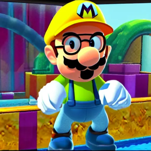 Prompt: walter white in mario sunshine game